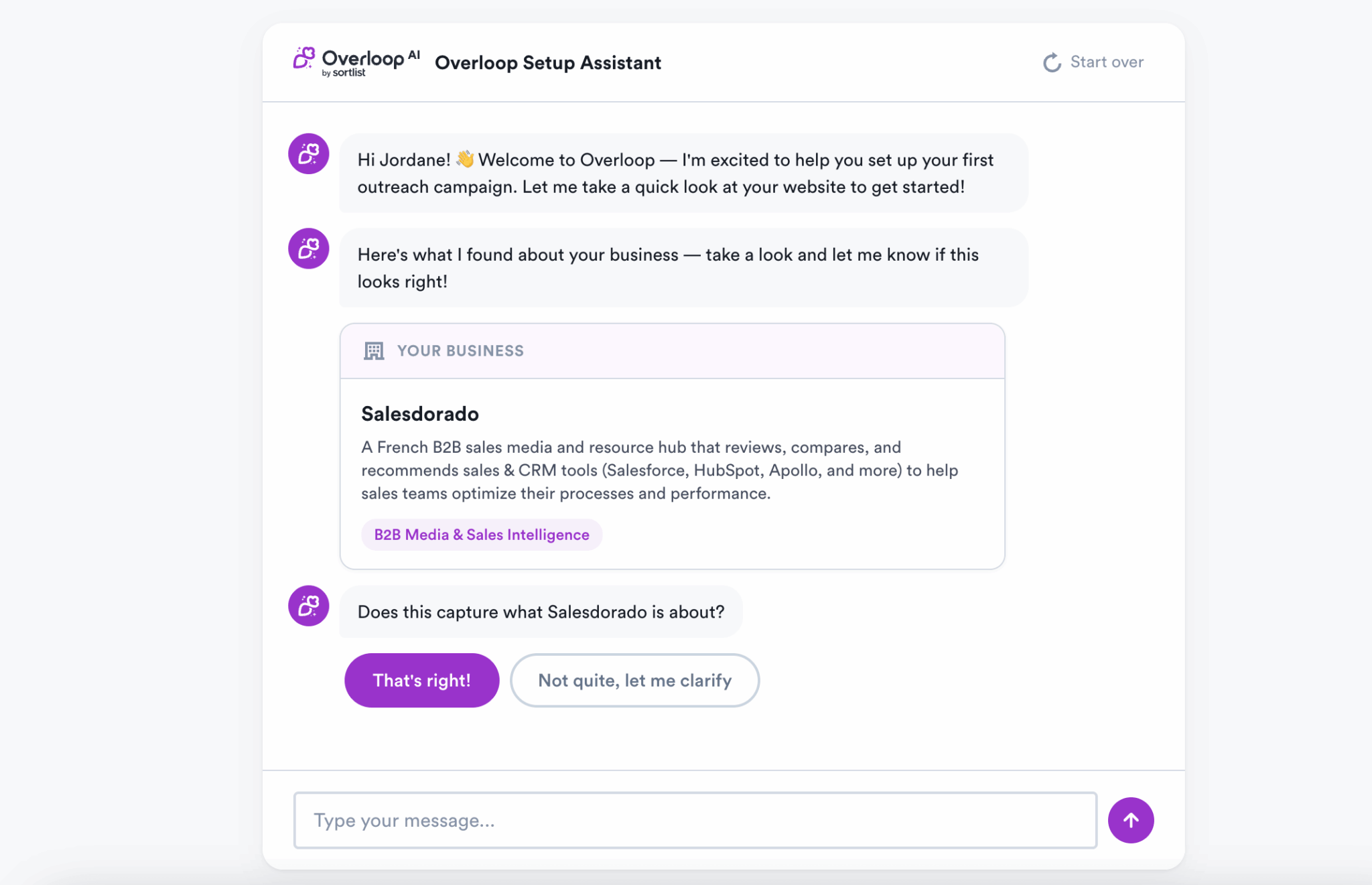 Overloop's onboarding assistant