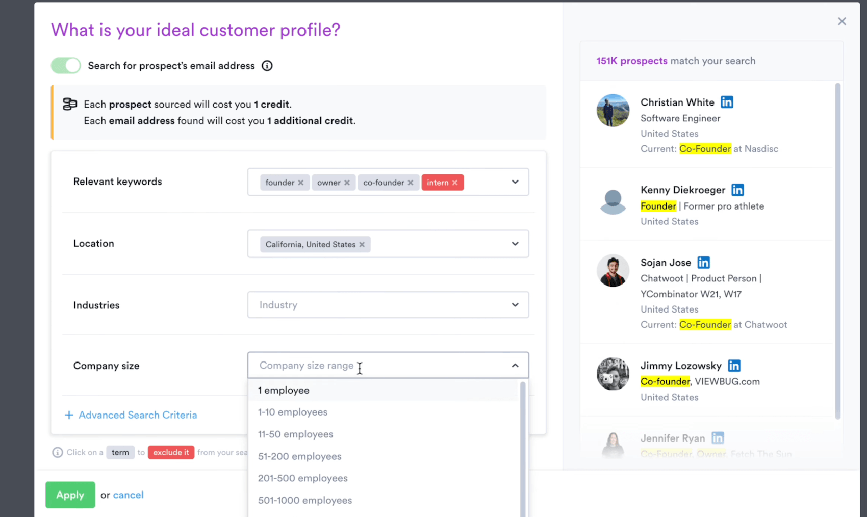 Defining the ideal customer profile in Overloop