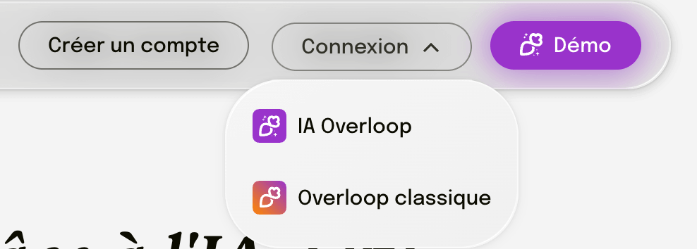 Overloop's two interfaces, classic and AI