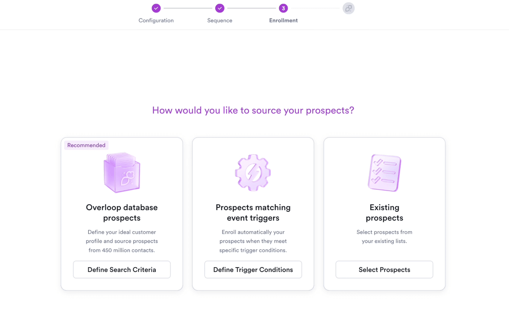 Choosing the campaign type in Overloop