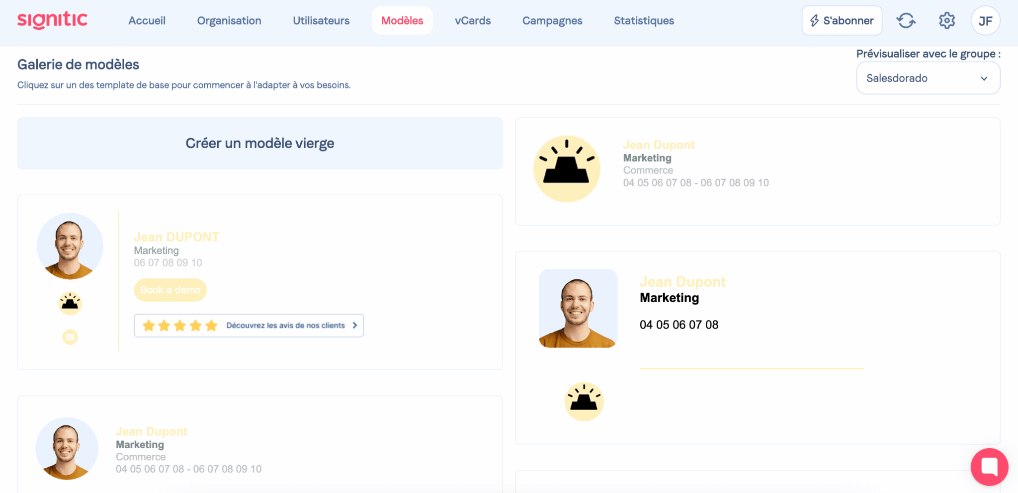 La biblioteca de plantillas de firmas de Signitic