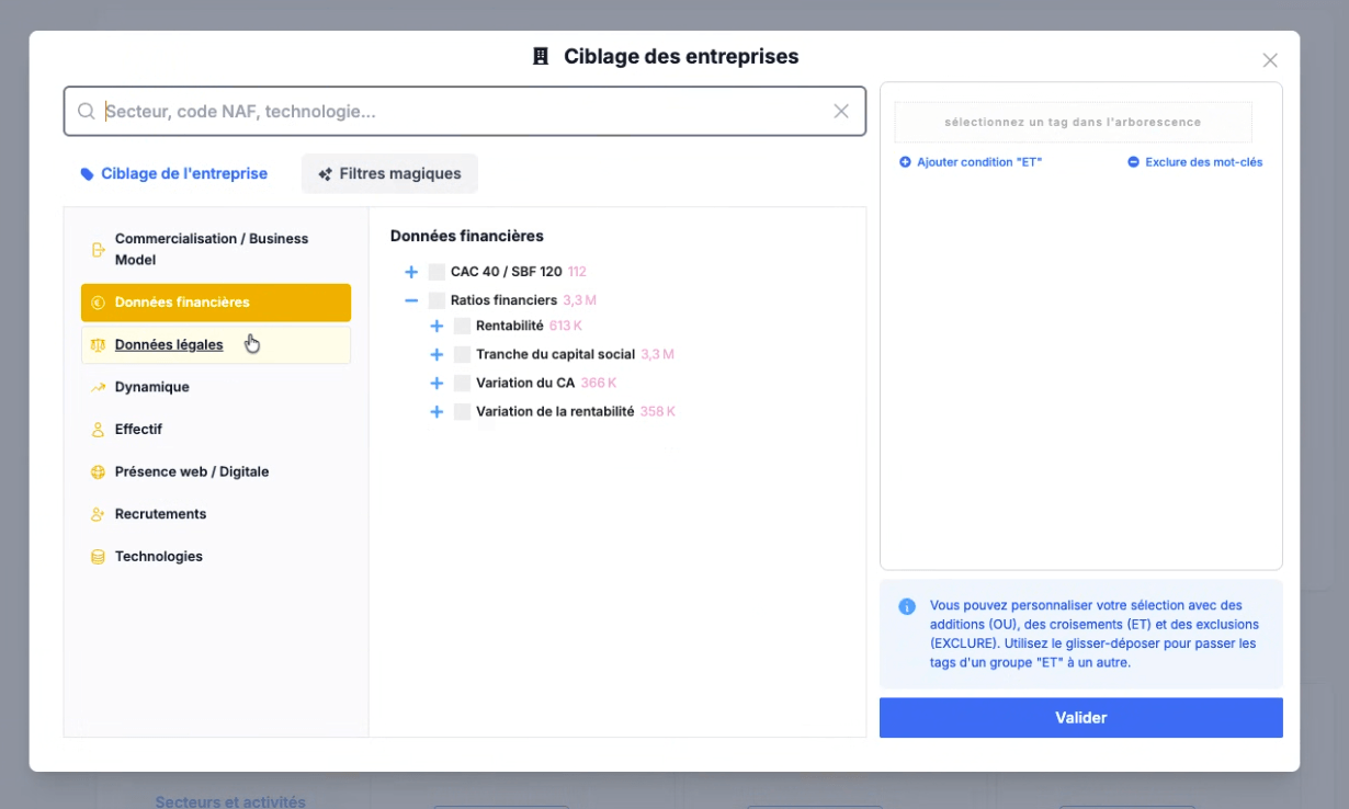 Les filtres magiques de données financières sur les entreprises dans Pharow