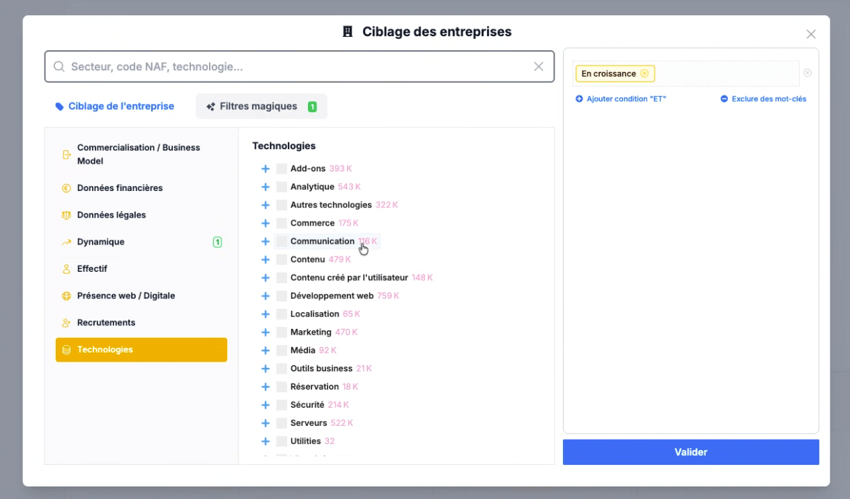 Les 8 catégories de filtres magiques côté entreprises dans Pharow