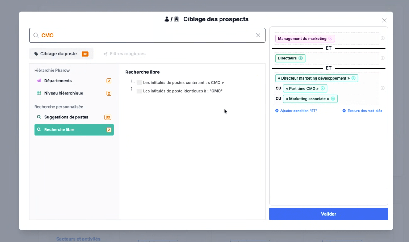 La nomenclature des postes et les suggestions d'intitulés dans le ciblage des prospects Pharow