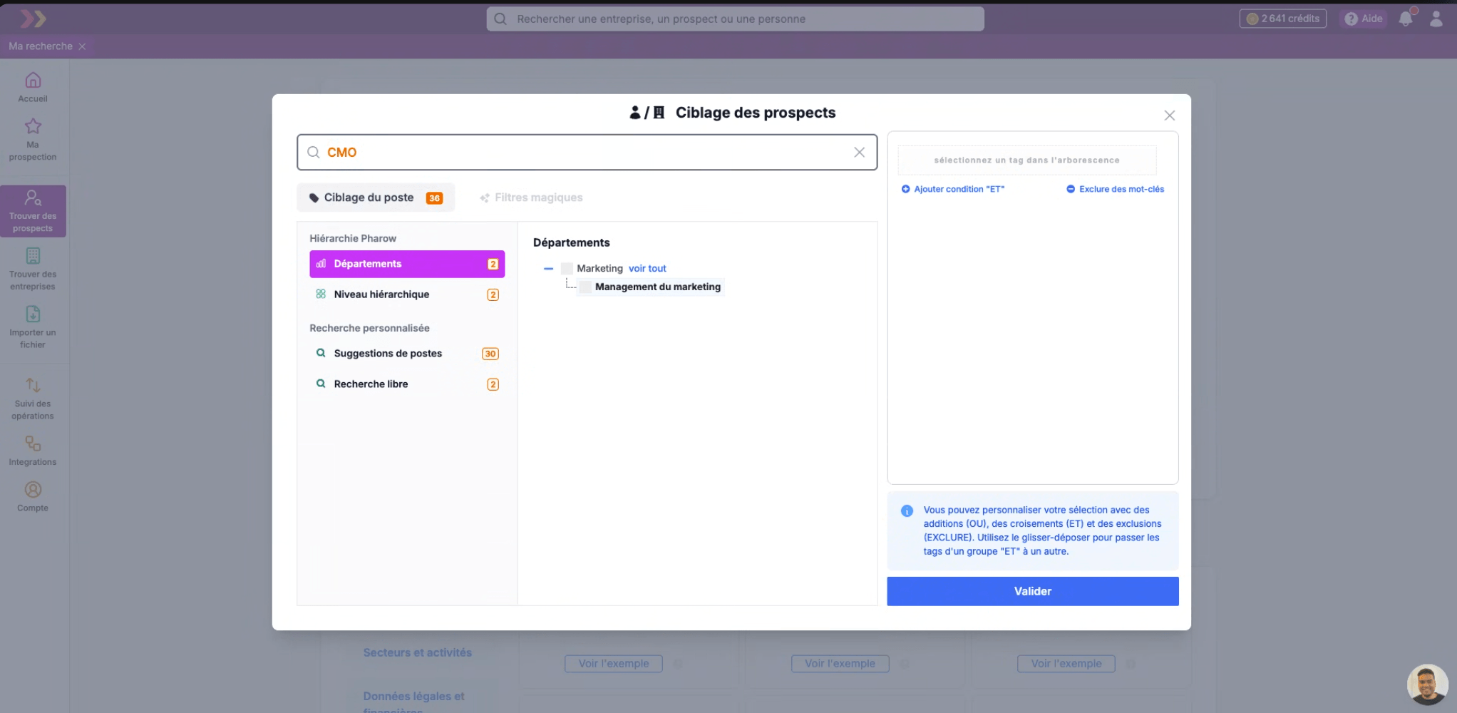 Les filtres de ciblage des prospects dans Pharow