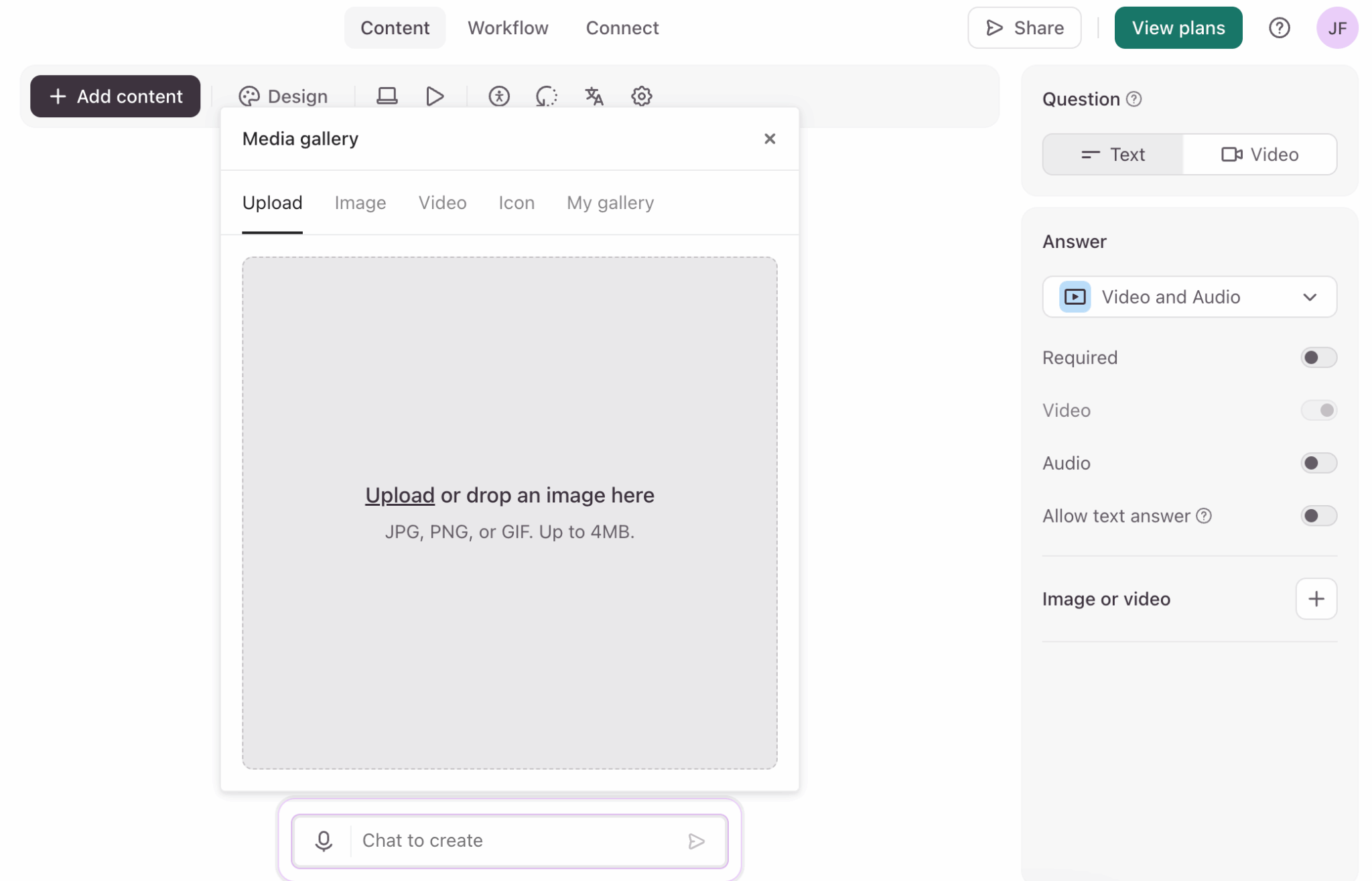 Question vidéo dans un formulaire Typeform