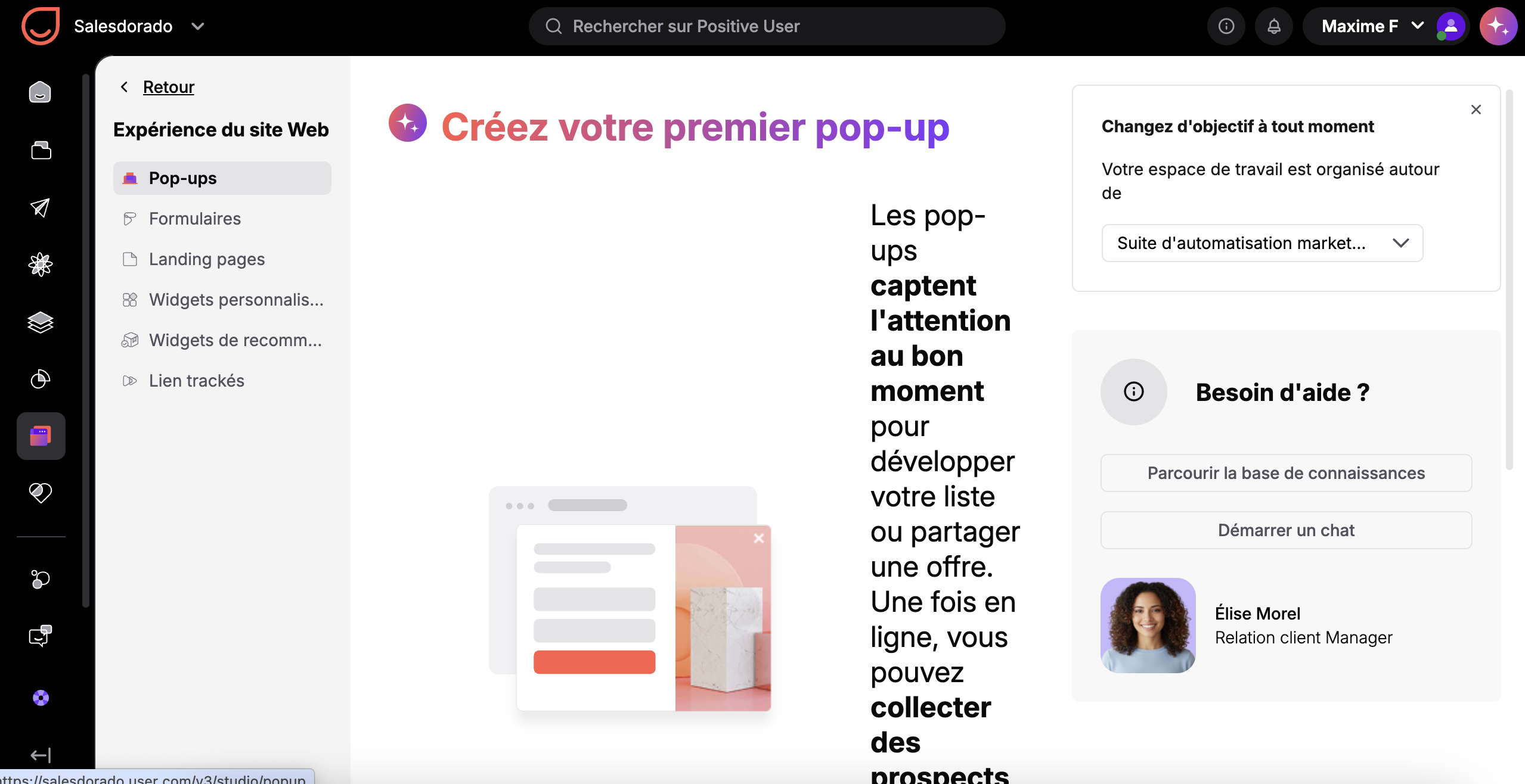 Module expérience du site web de Positive User