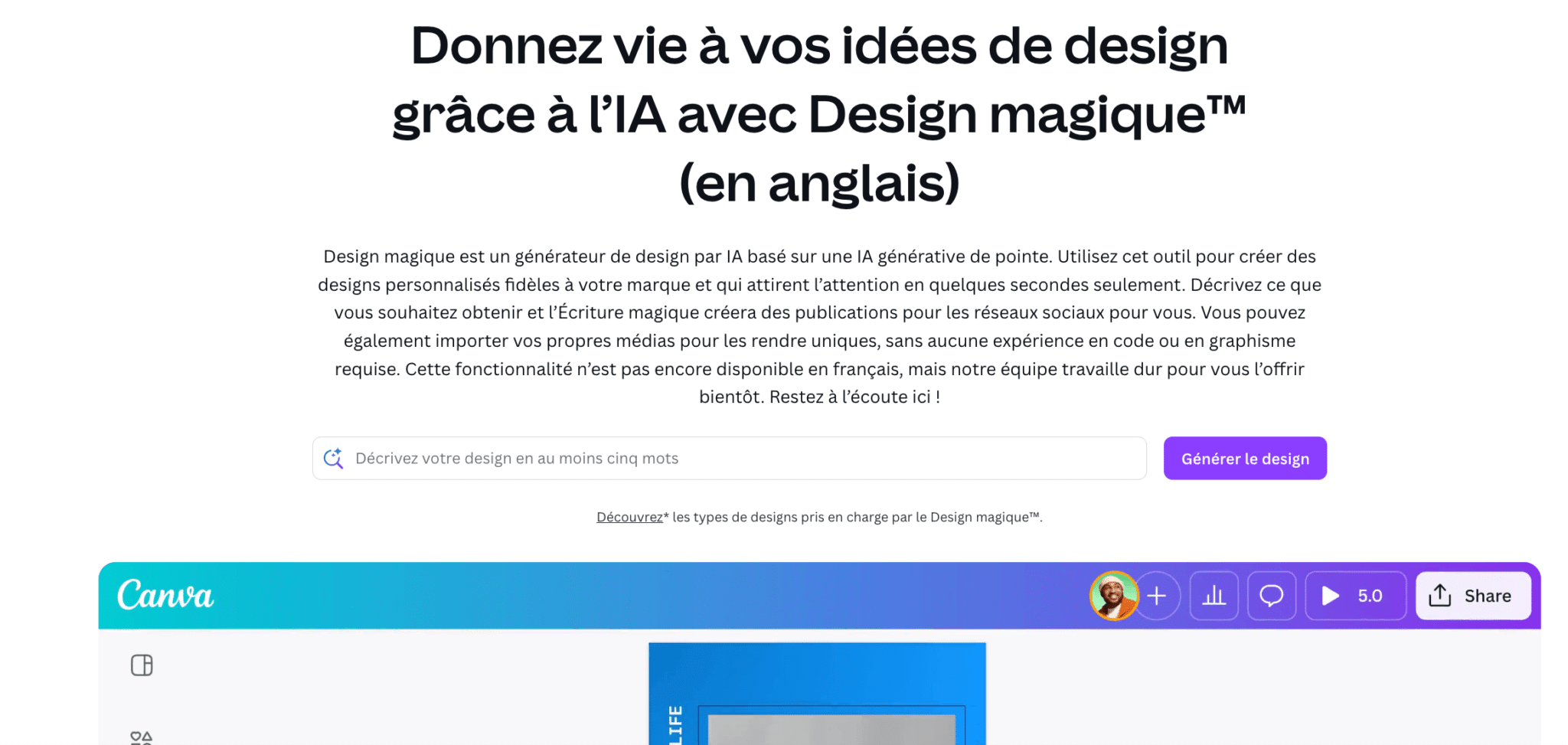 Magic Design, que genera visuales a partir de un prompt en Canva