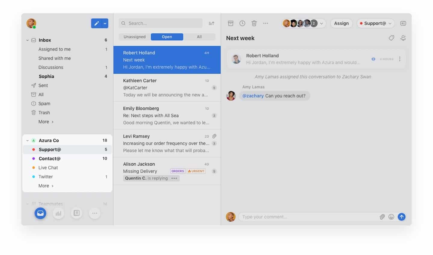 Canaux de communication disponibles dans FrontApp