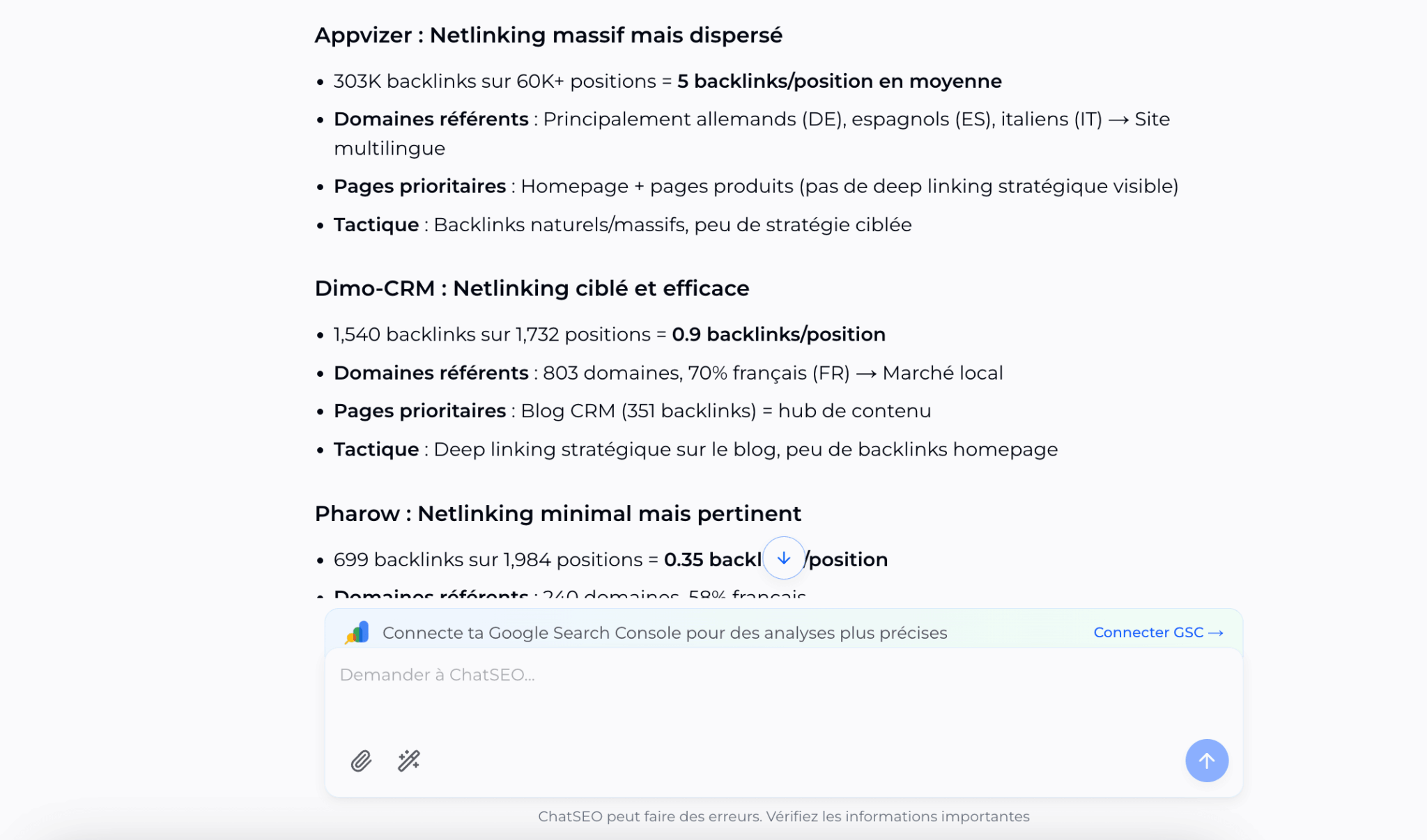 L'analyse concurrentielle dans ChatSEO