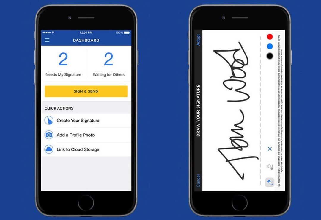 photo de l'application mobile docusign