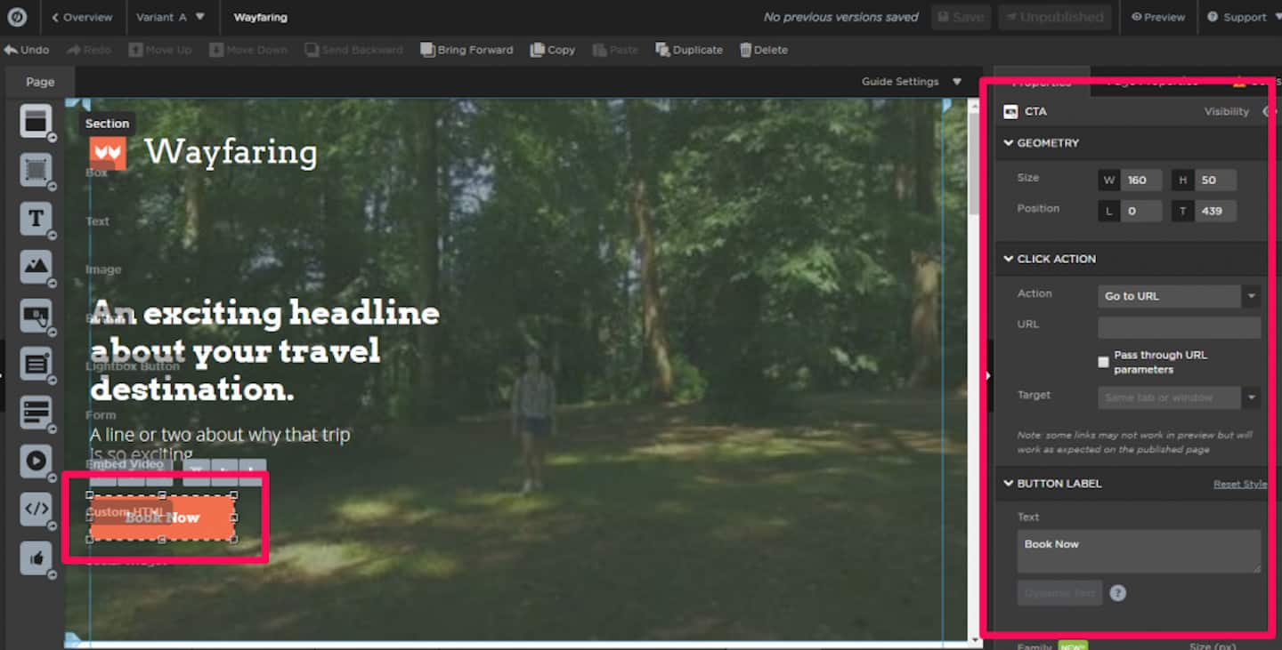 La personnalisation d'une landing page dans l'éditeur Unbounce
