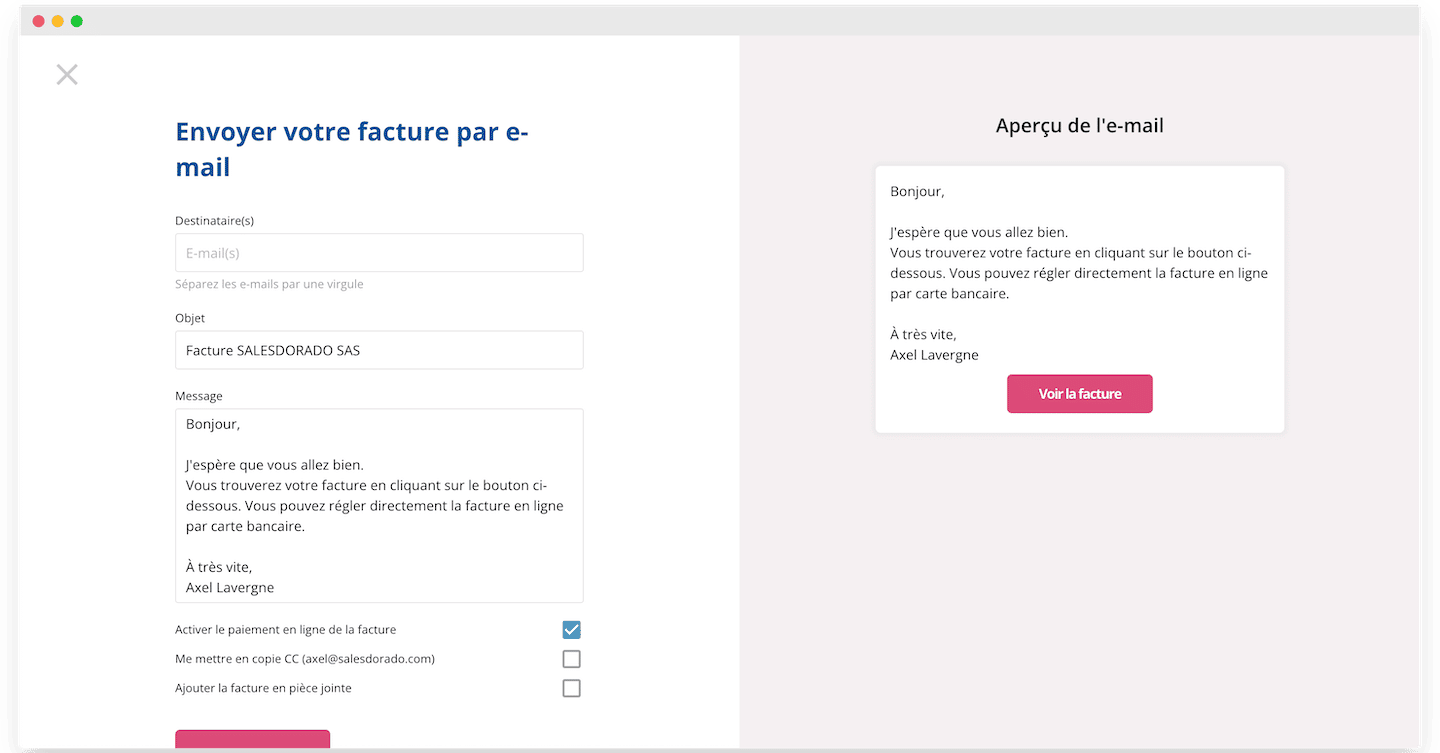 L'envoi d'une facture par email depuis Magniv Pro