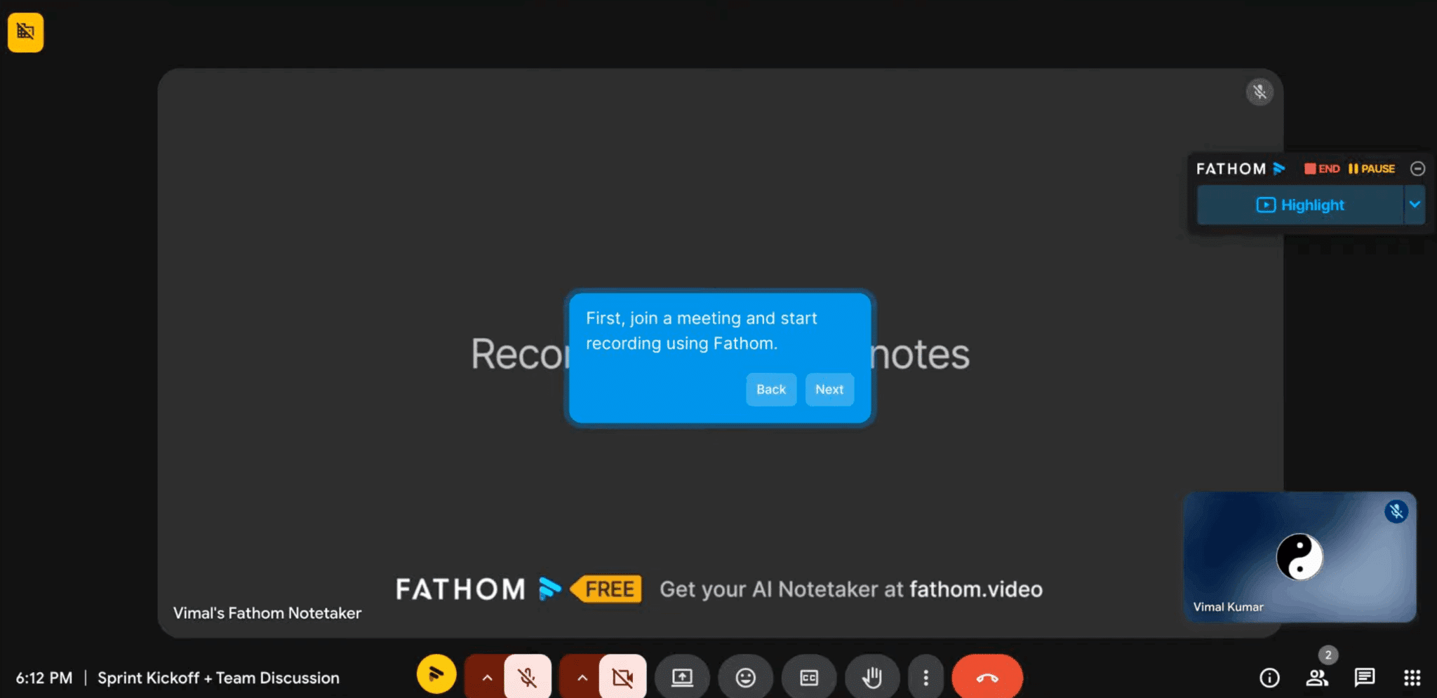 Capture d'un moment clé avec la fonction Highlight de Fathom