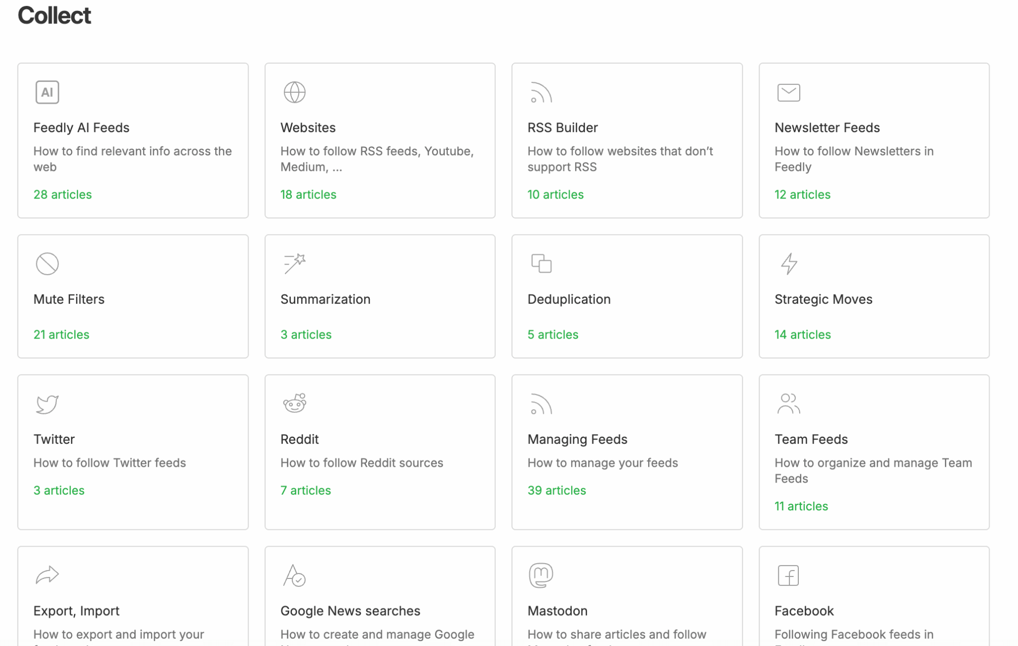 The Feedly help center and documentation