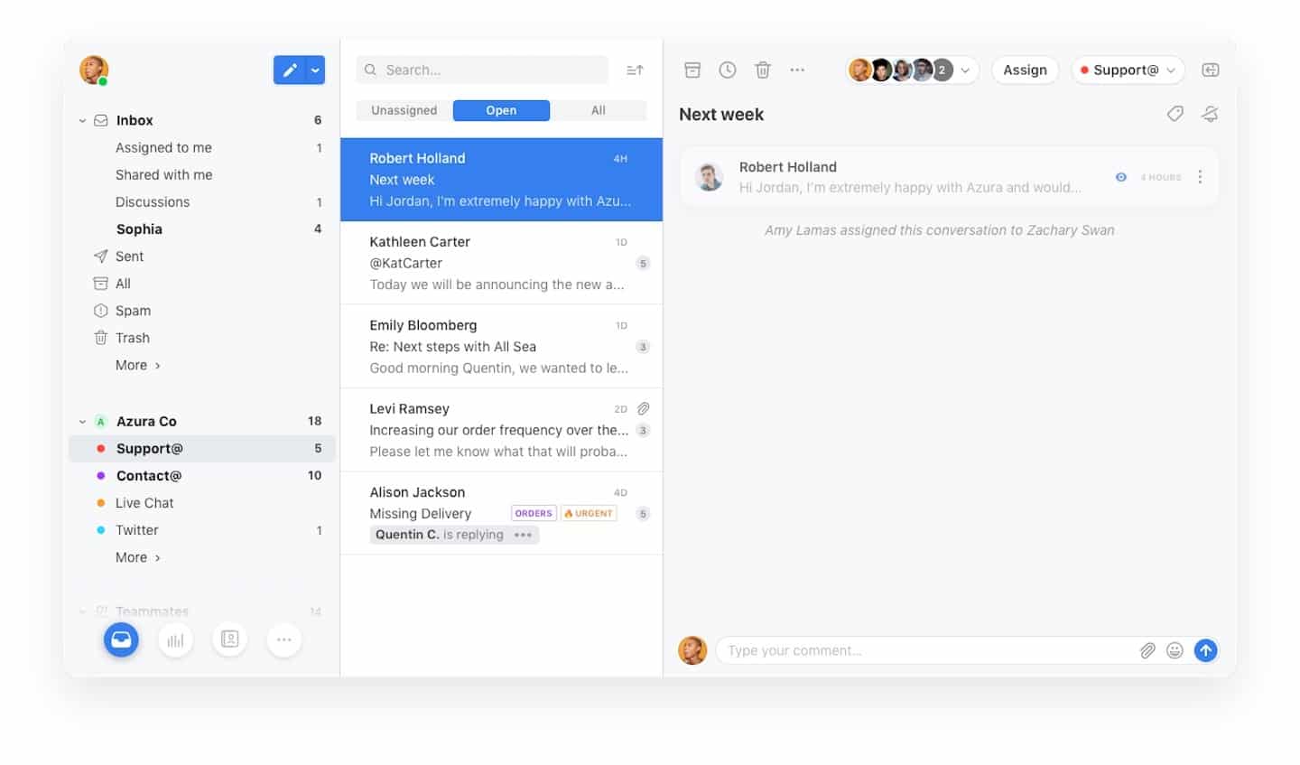 Organisation des boîtes de réception d'équipe dans FrontApp