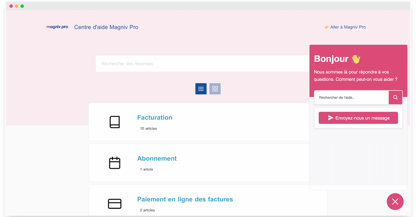 Le centre d'aide de Magniv Pro