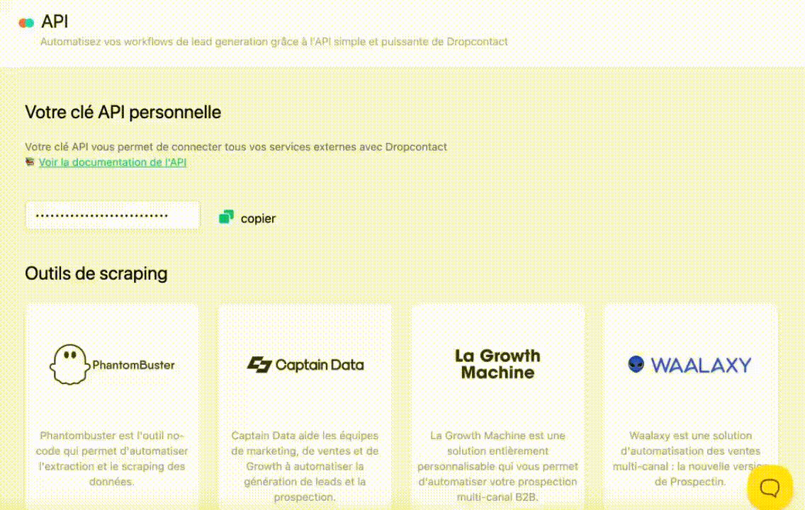 Les intégrations no-code de Dropcontact avec les outils de prospection