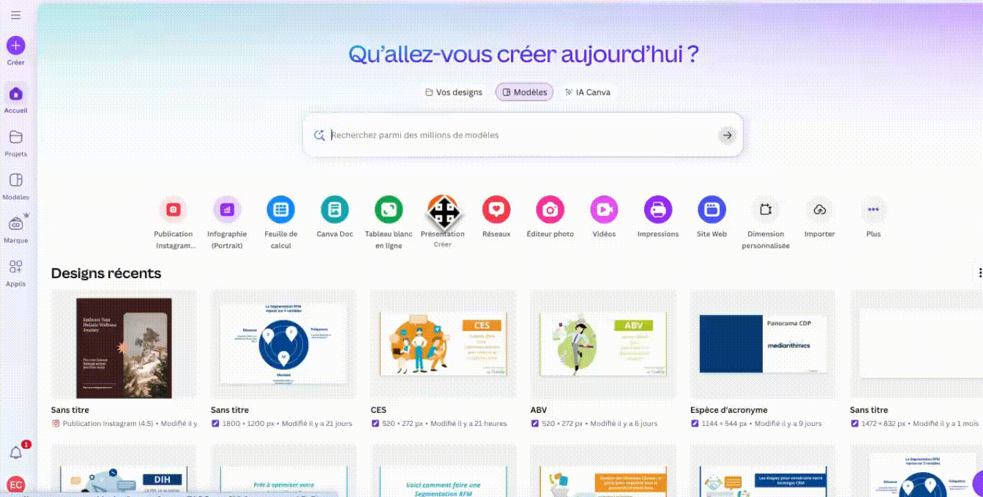El editor de arrastrar y soltar de Canva en acción