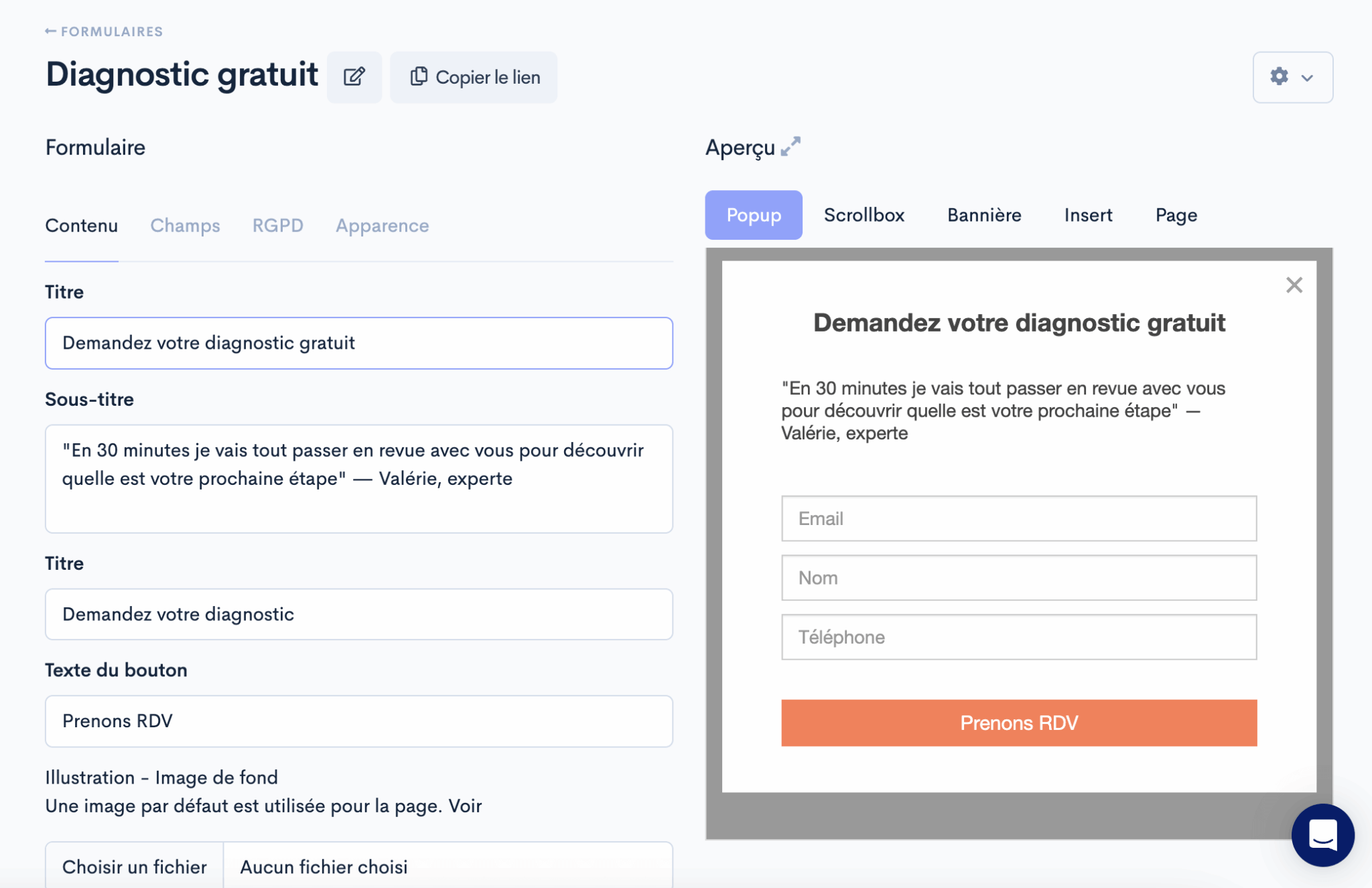 Editor de formularios de Jova