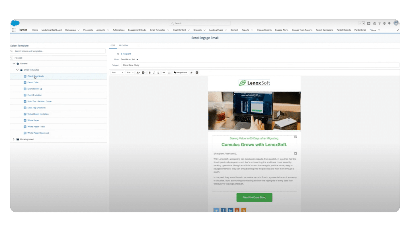Éditeur d'emails de Marketing Cloud Account Engagement