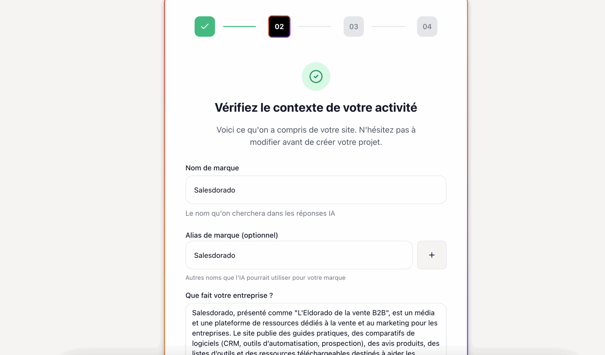 La creación de un proyecto en Mentionable a partir de la URL del sitio