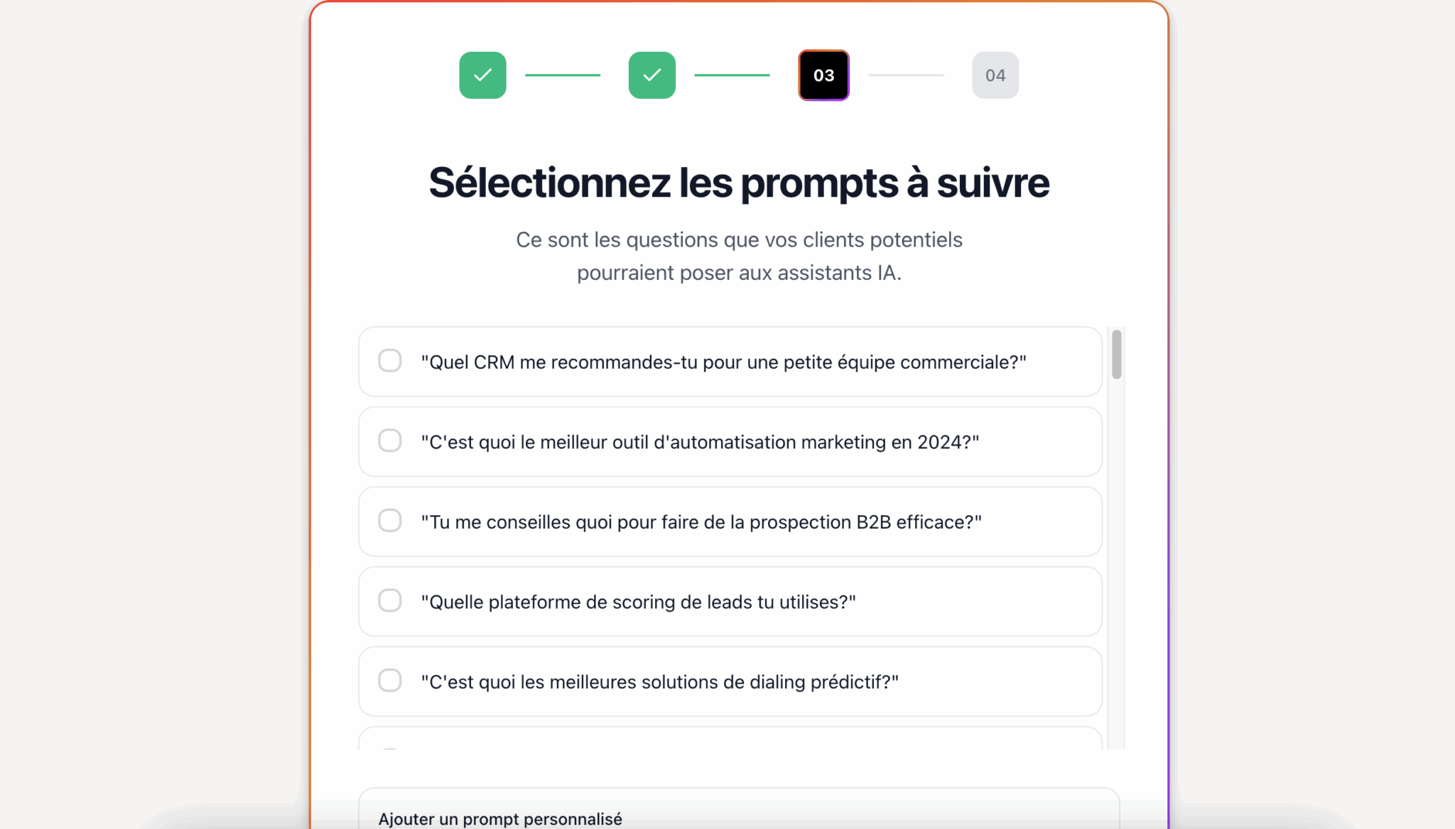 La generación automática de los prompts de intención de compra
