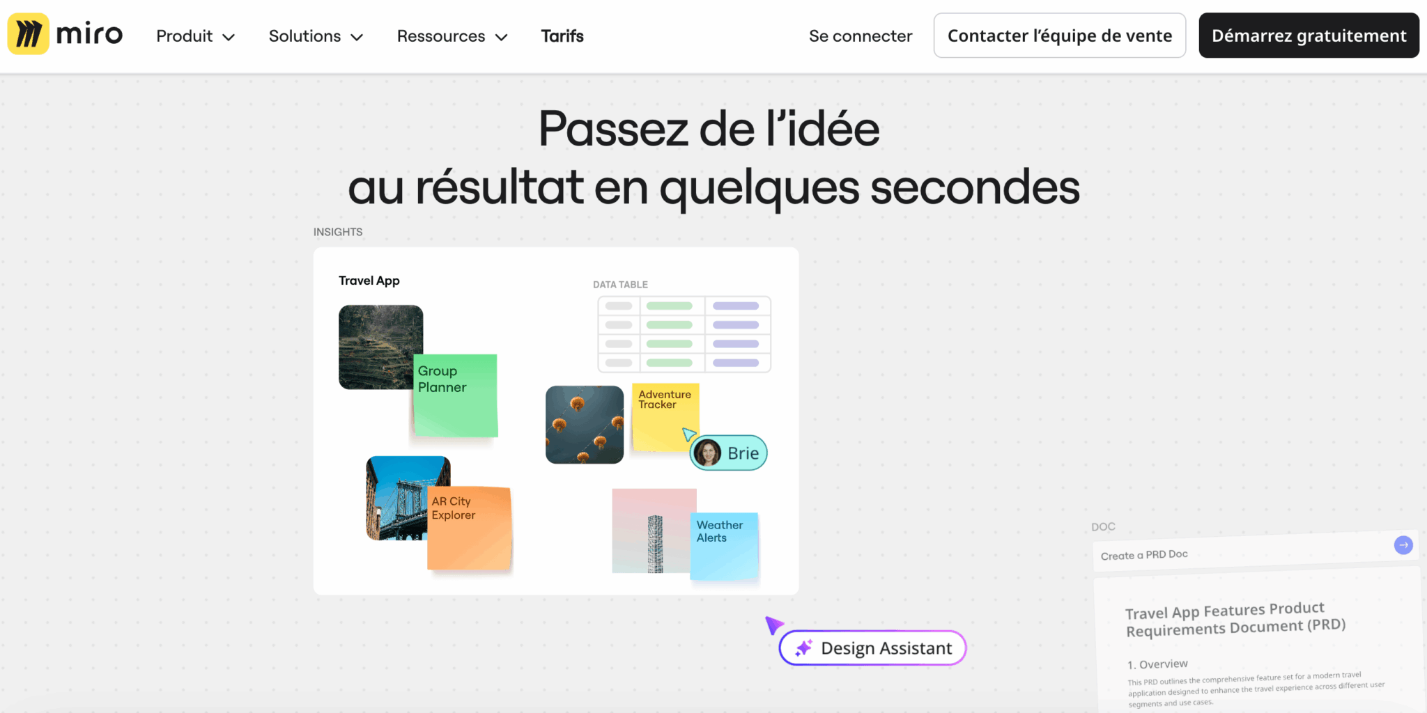 La page d'accueil de Miro