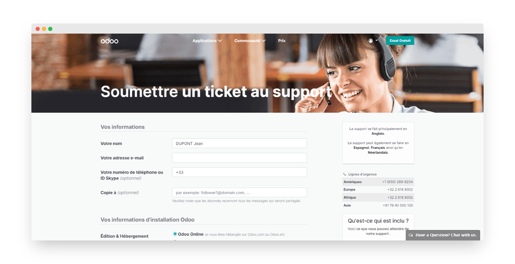 odoo support clients