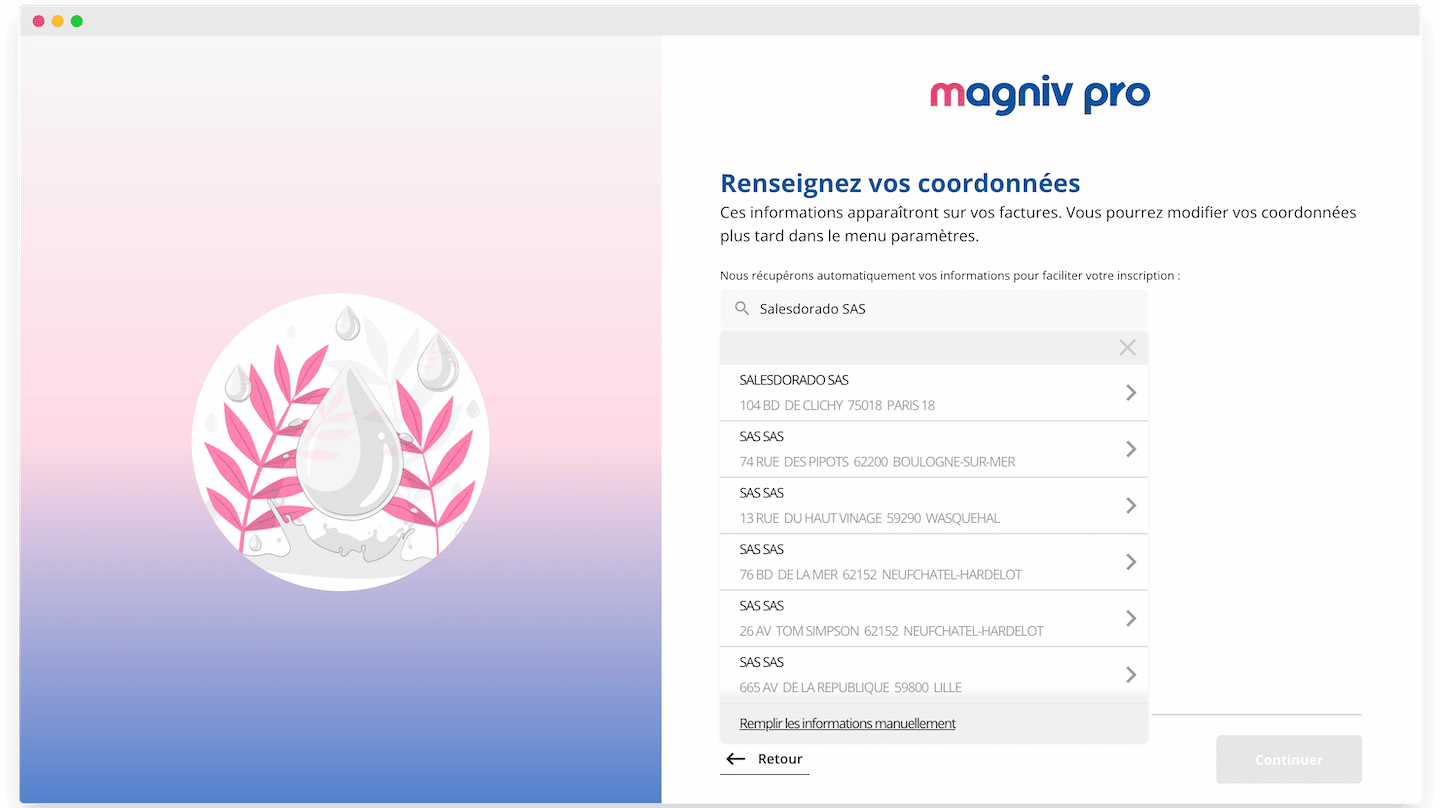 L'onboarding de Magniv Pro et sa recherche d'entreprises