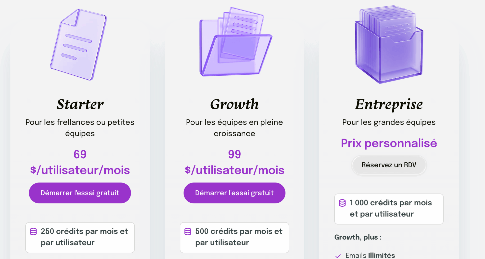 Overloop's pricing grid