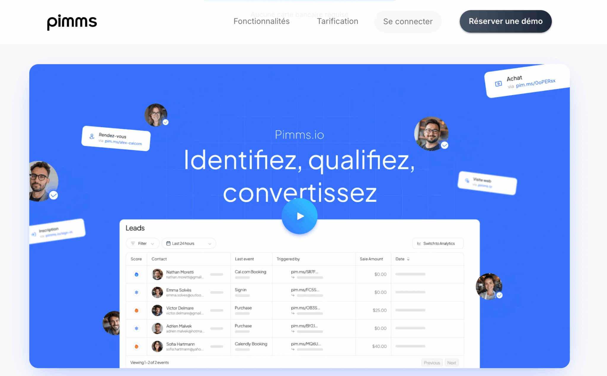 Page d'accueil de Pimms