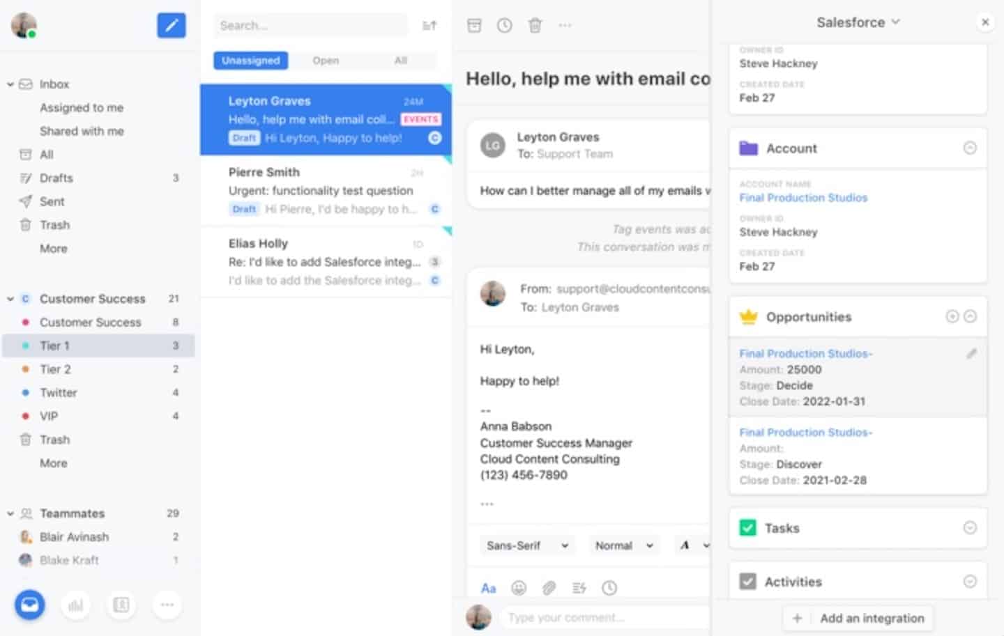 Intégration Salesforce de FrontApp