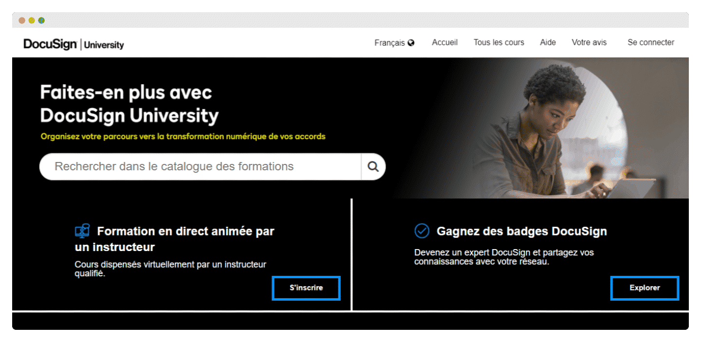 screenshot de la docusign university