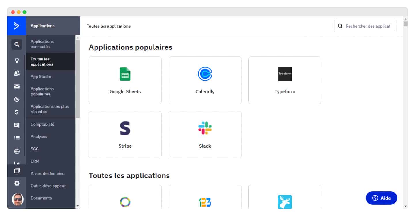 Détail d'une intégration dans ActiveCampaign