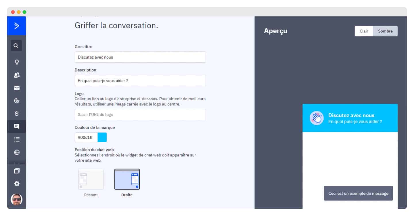 Personnalisation du widget de live chat dans ActiveCampaign