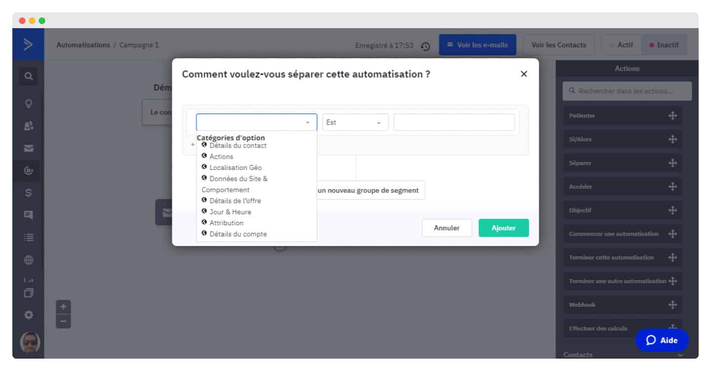 Construction d'un segment complexe dans ActiveCampaign