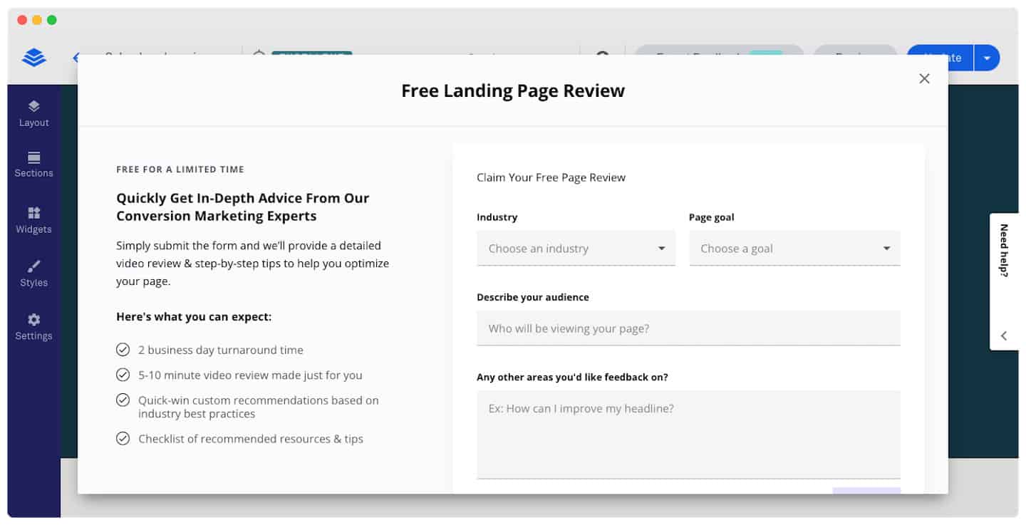 La fonction Expert Feedback de Leadpages