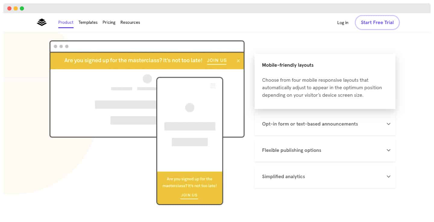 La création d'une alert bar dans Leadpages