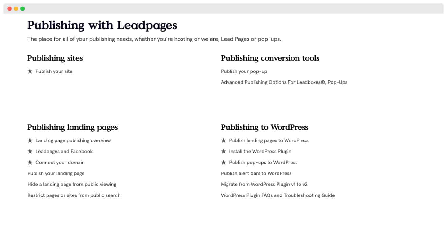 Le centre d'aide de Leadpages