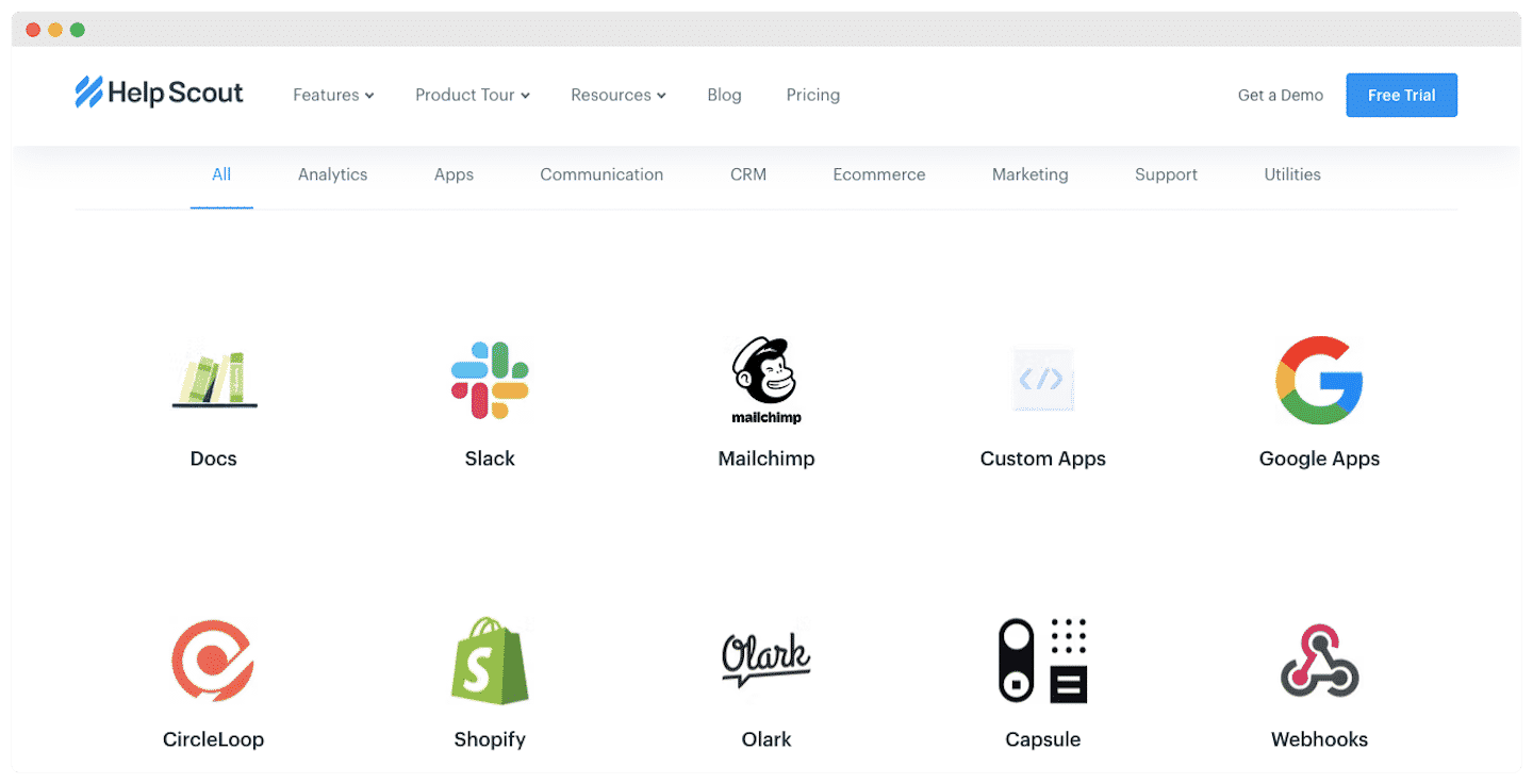 Détail d'une intégration dans Help Scout