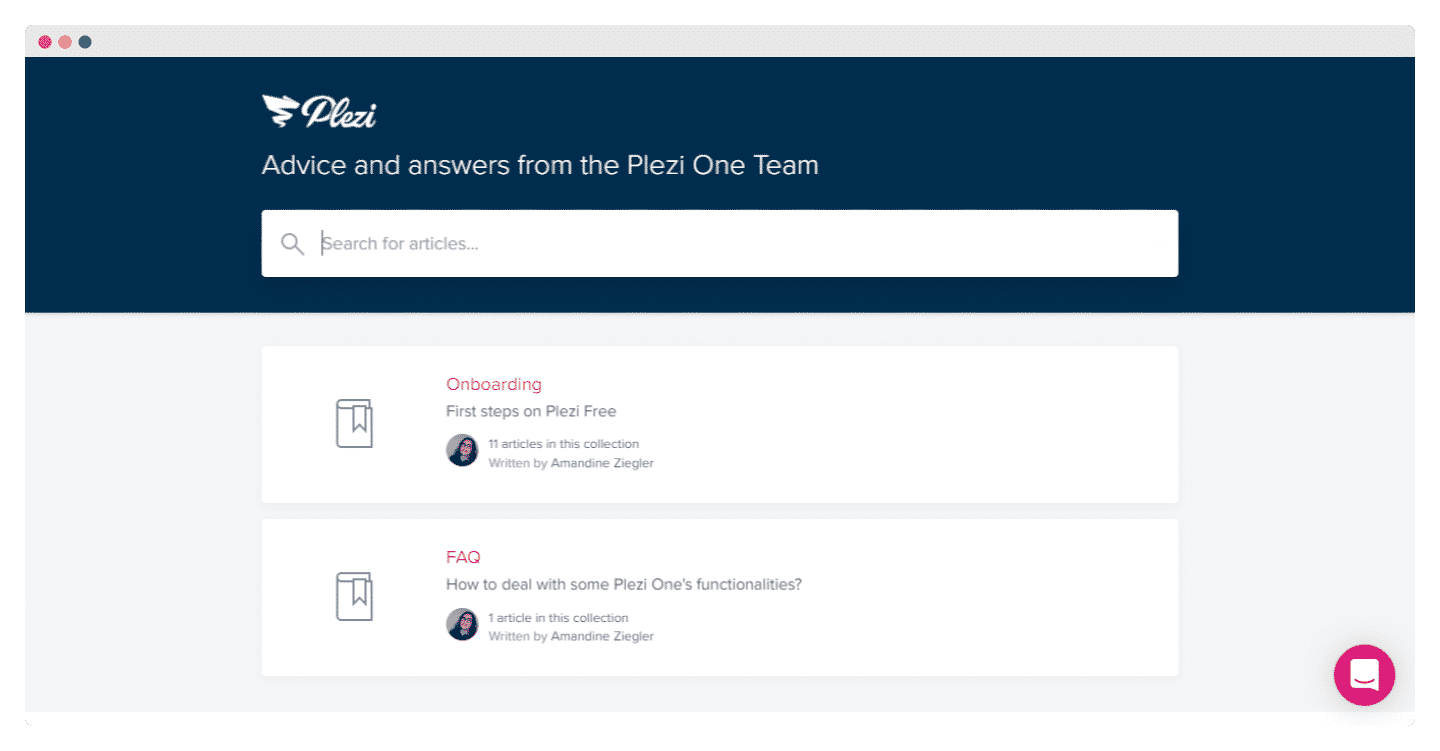 Messages contextuels d'aide dans l'interface de Plezi One