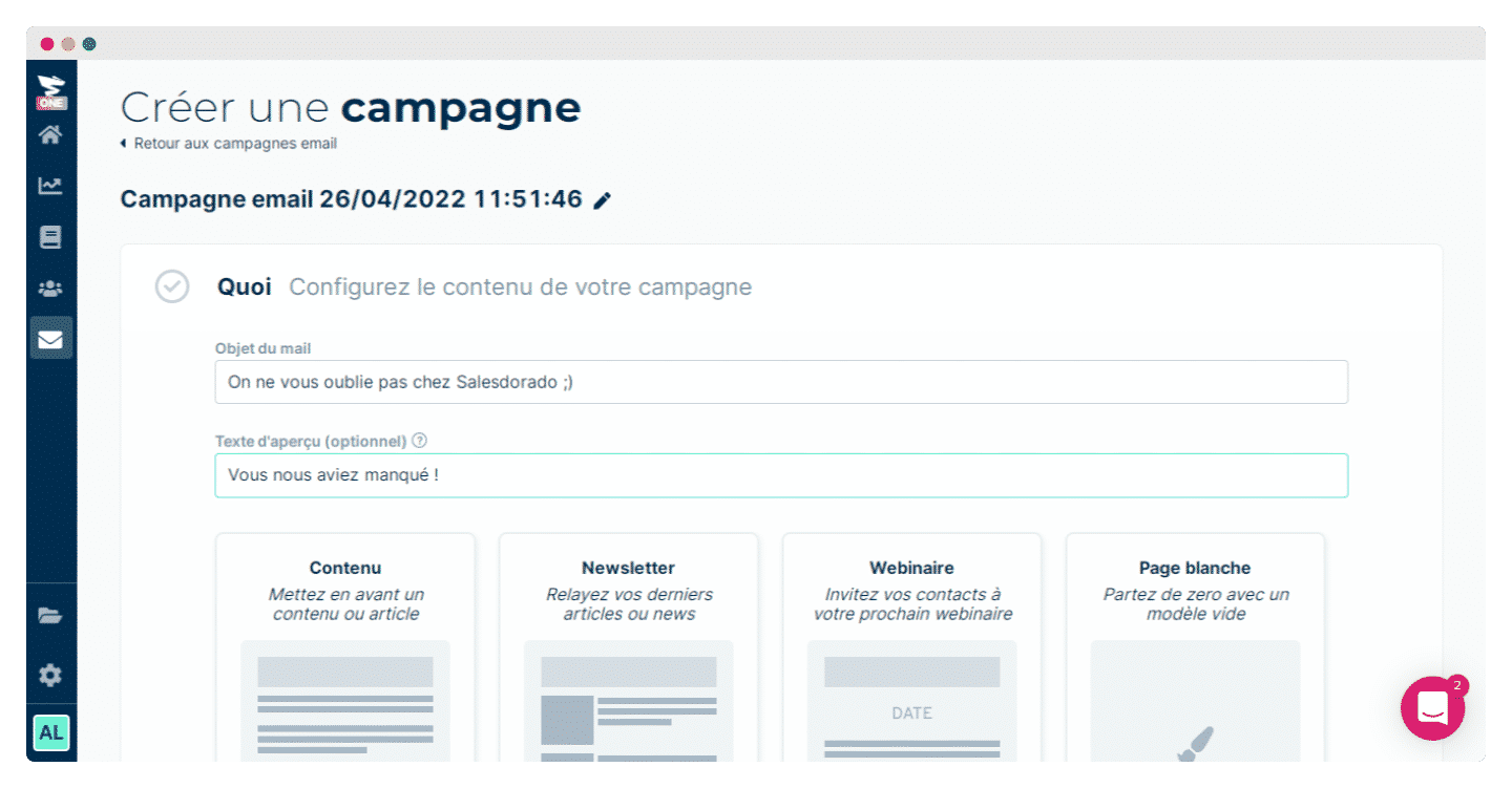Création d'une nouvelle campagne email dans Plezi One