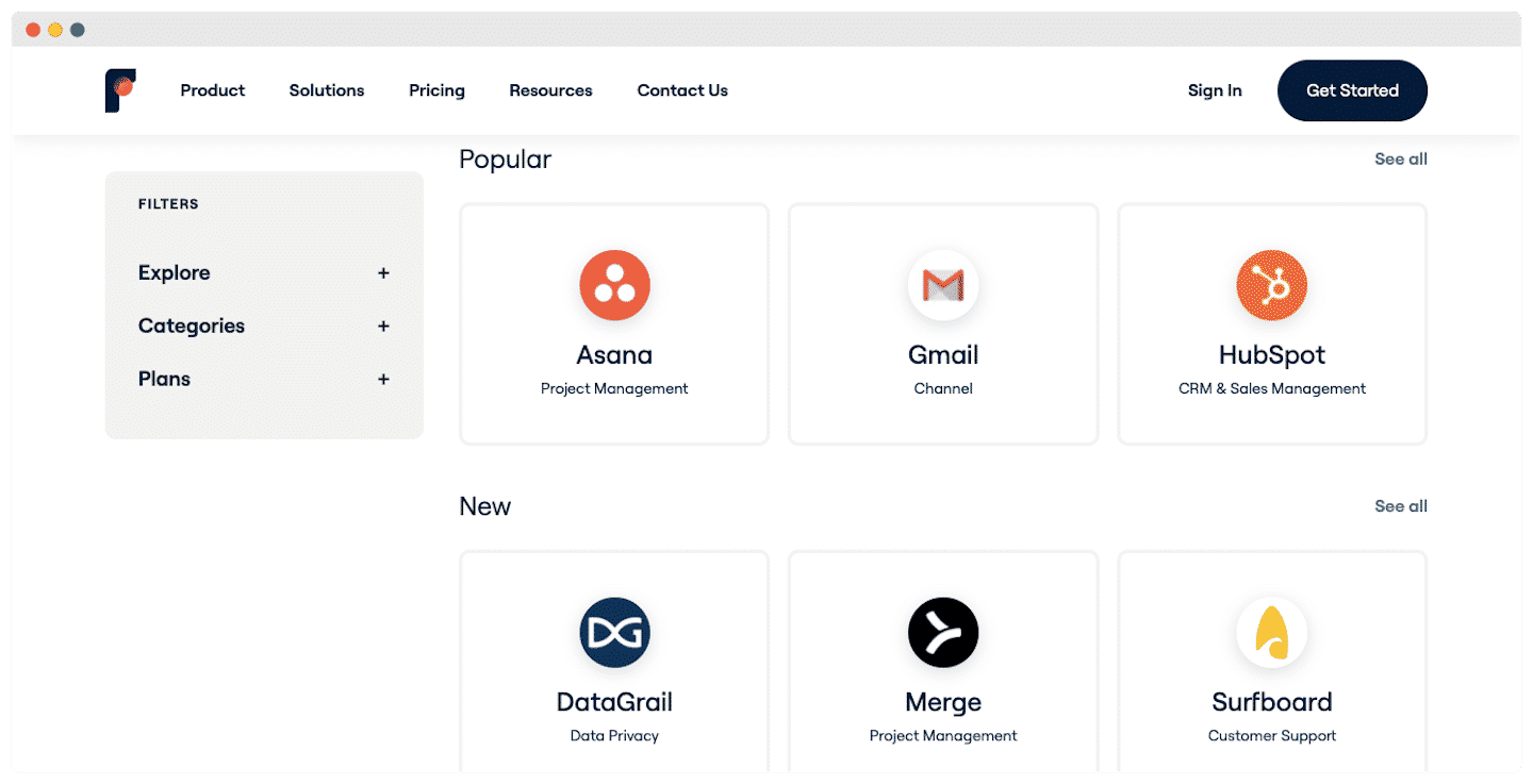 Catalogue d'intégrations de FrontApp