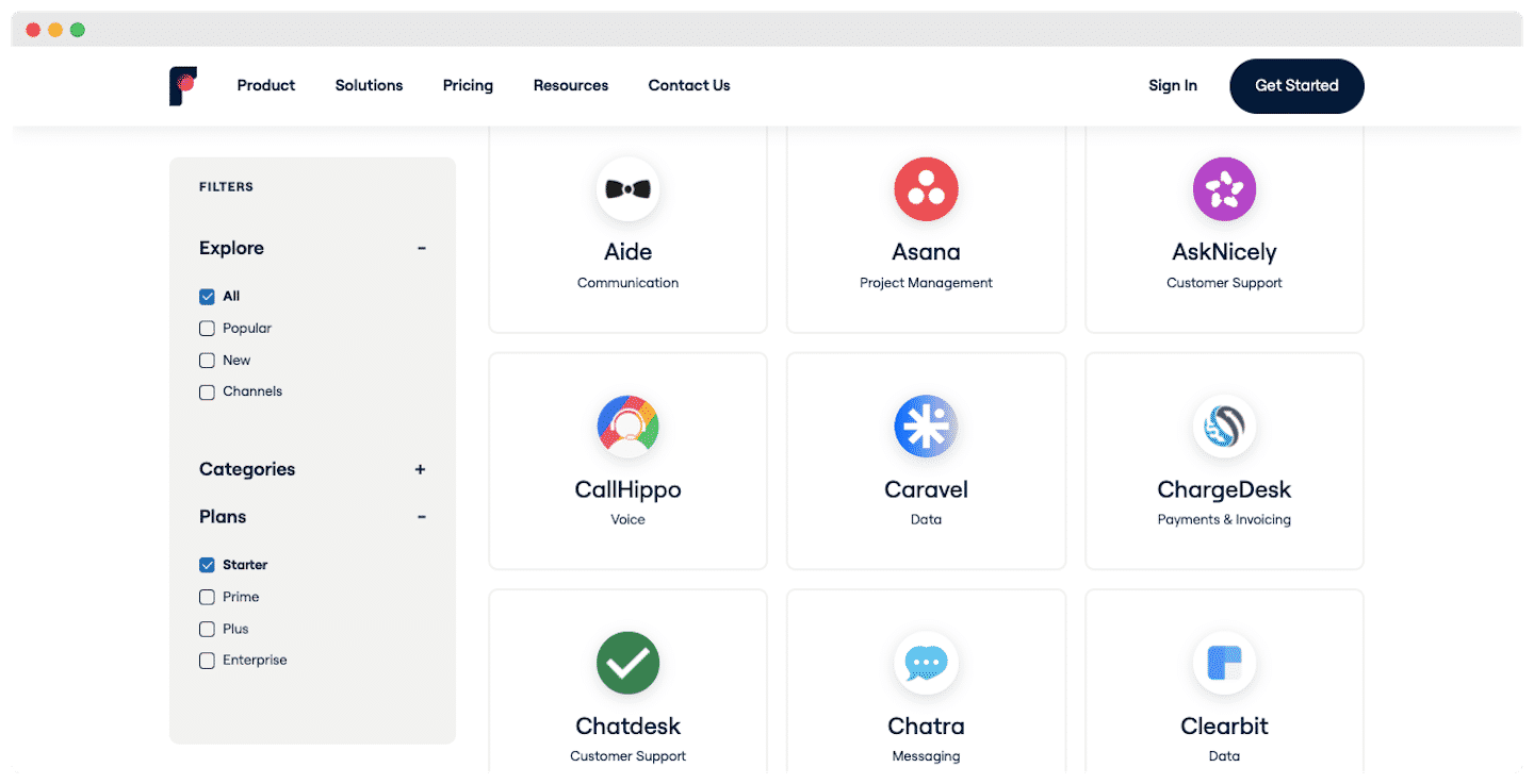 Détail d'une intégration dans FrontApp