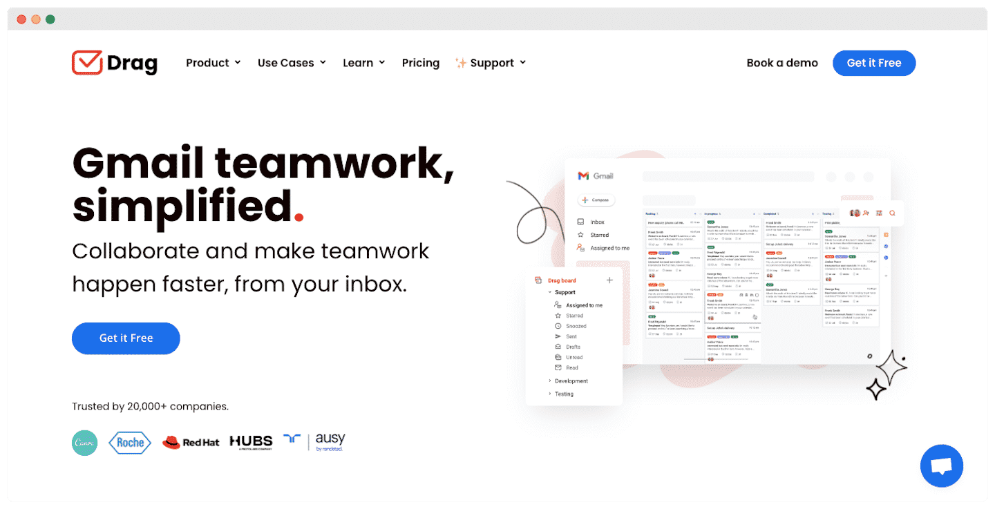 Interface de Drag dans Gmail