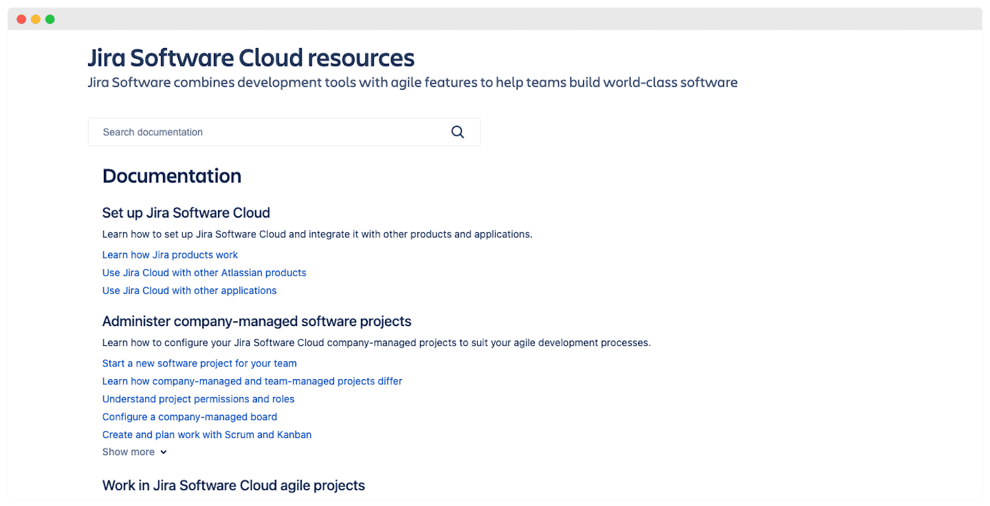 La documentation d'aide de Jira