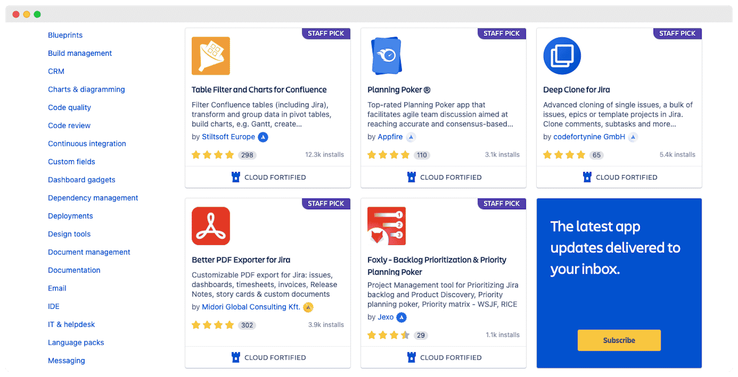 Le détail d'une intégration Jira