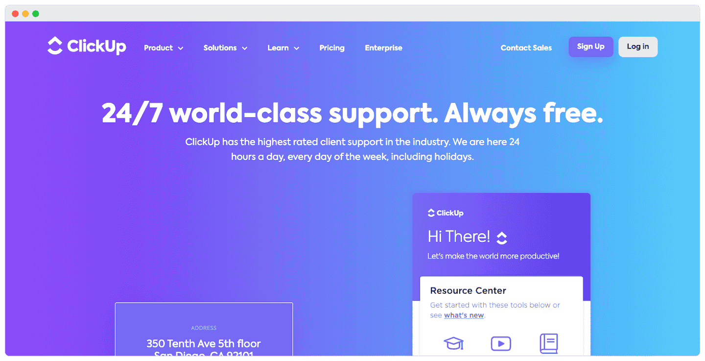 Le support client de ClickUp
