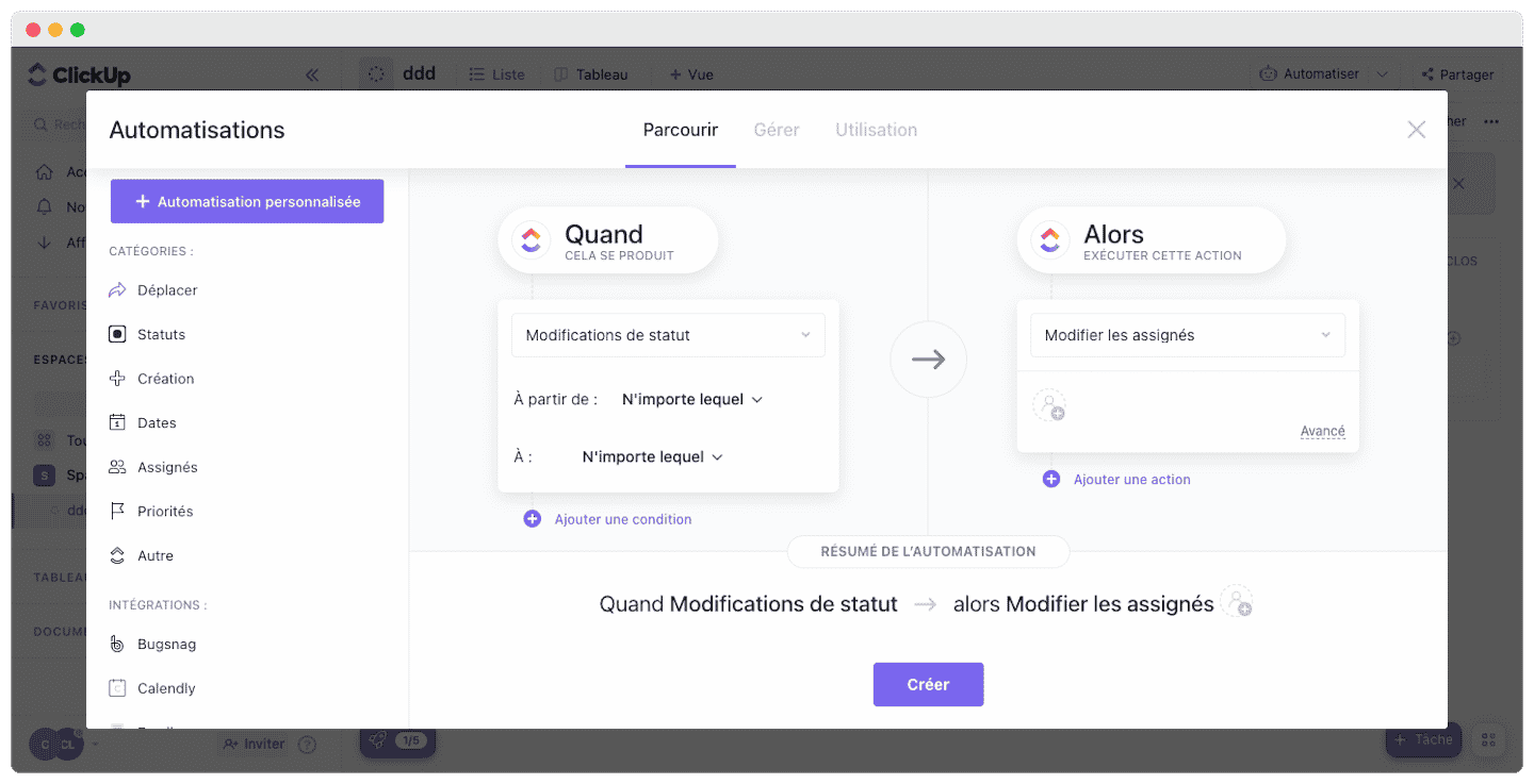 Les automatisations natives de ClickUp
